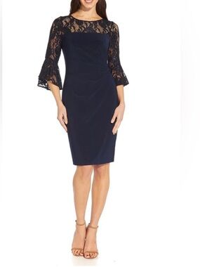 New Alex Evenings Sz 14P AP1D104748 Short Cocktail Sequin Lace Fitted Dress